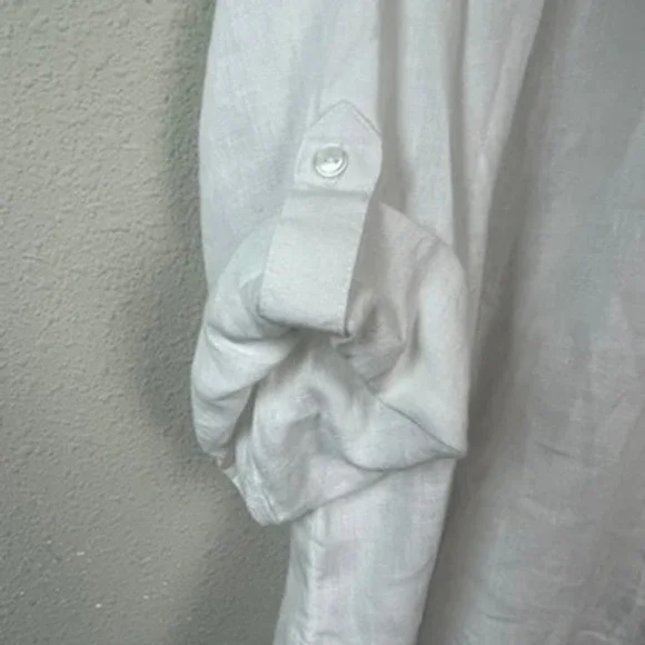 Charter Club Luxury Linen Tunic Women XL White New Coastal Beach Resort - Picture 3 of 8